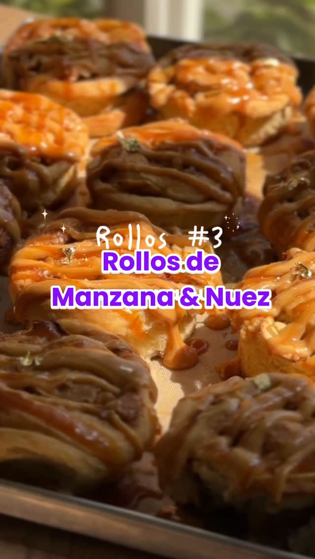 Rollos de manzana, nueces y caramelo salado